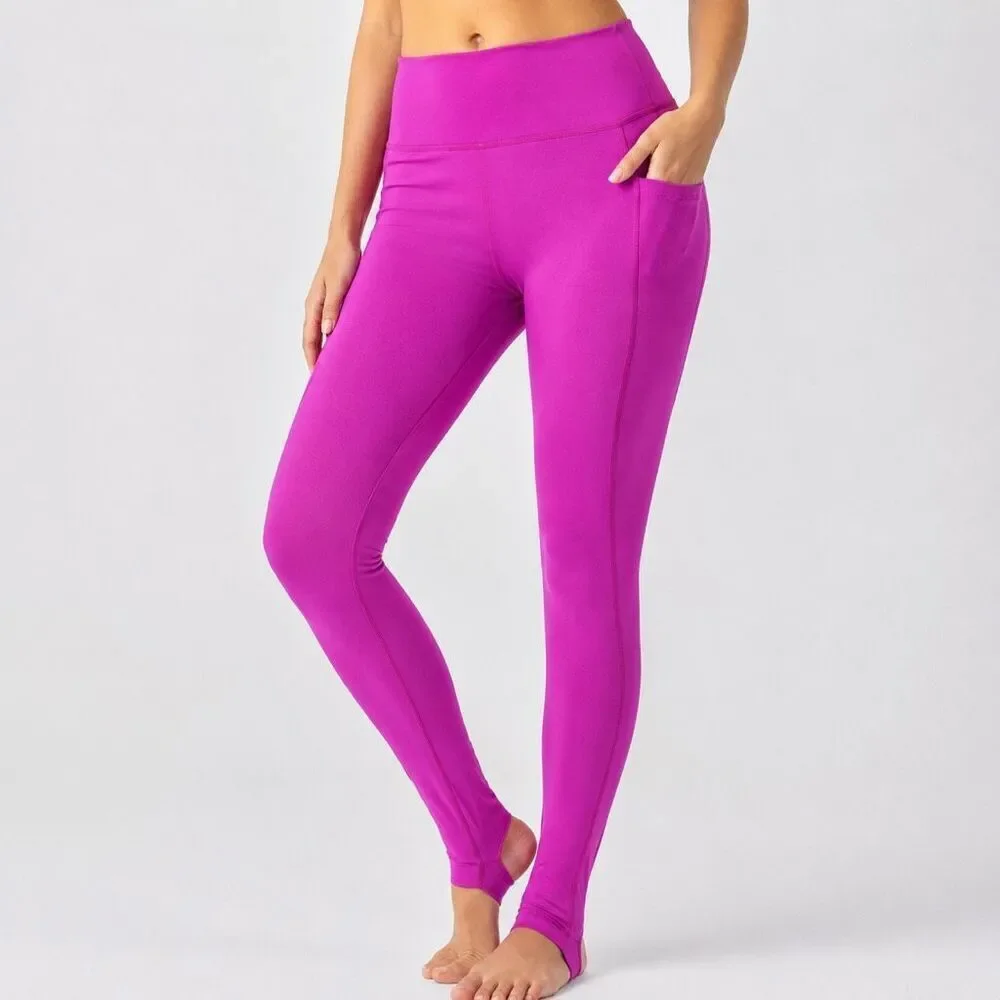 Free People Movement Pink Stirrup Leggings High Rise Pocket Yoga Pants